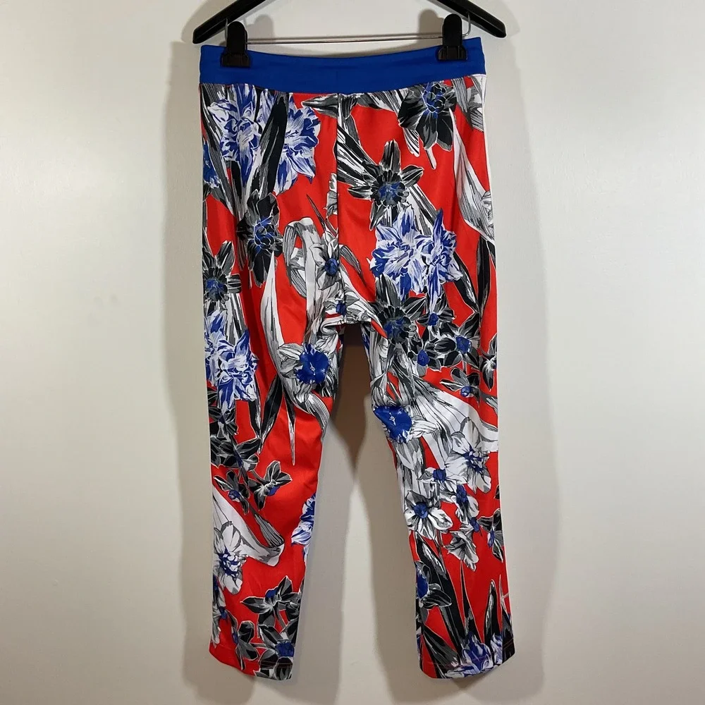 Nike Floral Track Pants Women M Red Cropped Botanical Logo Tape Streetwear Retro